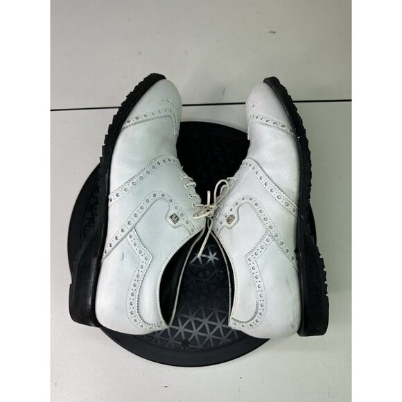 Footjoy 55160 Rare White Brogued Leather Wingtip Golf Shoes Made In USA Sz 8D main image 10